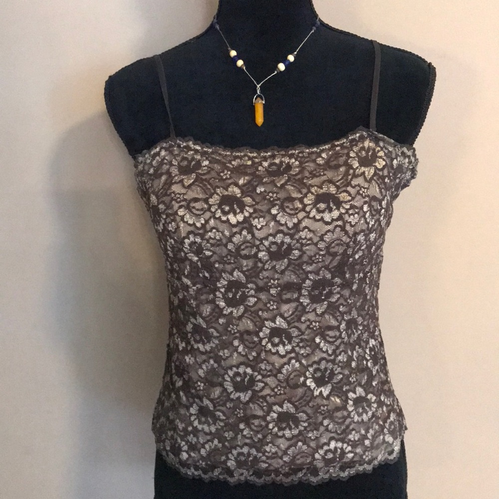 NY&Co Lace Camisole Blouse Size L Plus Necklace